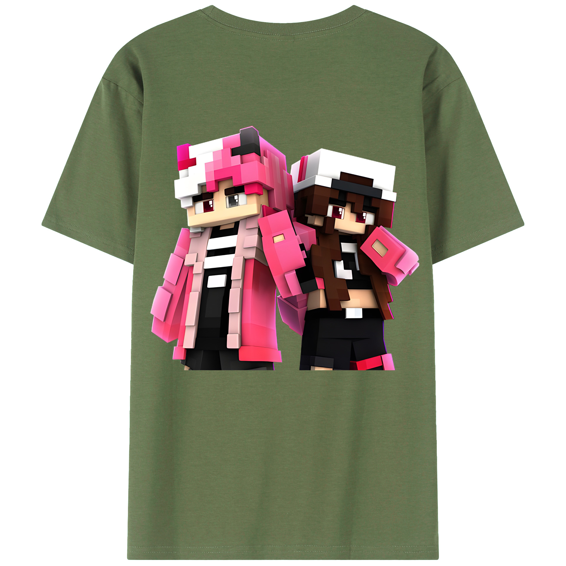 （画像用） マインクラフト ブロックの世界 Minecraft MC Block world 綿100％ メンズ半袖Tシャツ（バックプリント） 通気性